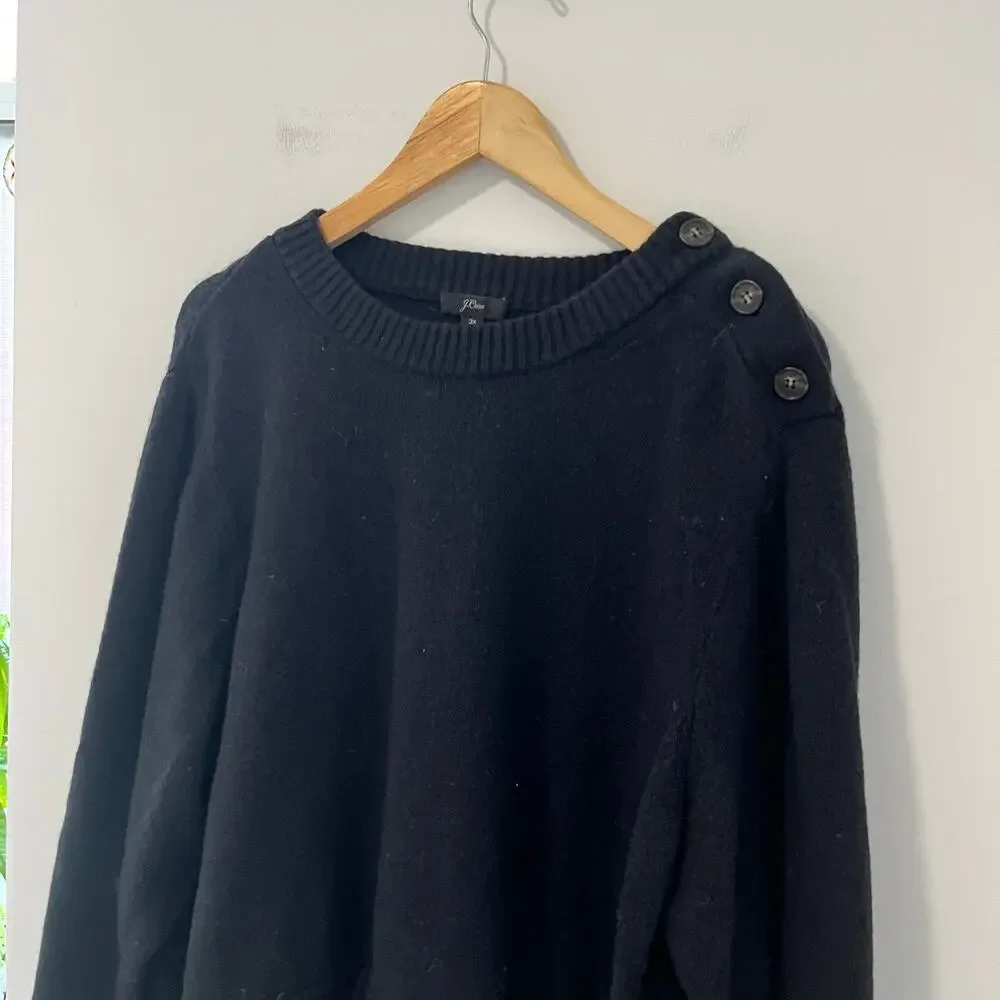 J. Crew Black Button Supersoft Knit Sweater Size 3X